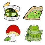 GTOTd Cute Frog Enamel Pin（4 Pack） Animal Green Cartoon Frog Decor Merchandise Gifts Party Supplies Accessories Pins Badge for Bag Backpack Decoration Art DIY Crafts