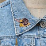 LATINDAY Snail with Knife Enamel Pin Creative Cartoon Brooch Pins Cute Animal Enamel Pin Metal Lapel Pins Badge for Women Girls Children for Clothing Bag Decor