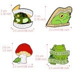 GTOTd Cute Frog Enamel Pin（4 Pack） Animal Green Cartoon Frog Decor Merchandise Gifts Party Supplies Accessories Pins Badge for Bag Backpack Decoration Art DIY Crafts