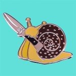 LATINDAY Snail with Knife Enamel Pin Creative Cartoon Brooch Pins Cute Animal Enamel Pin Metal Lapel Pins Badge for Women Girls Children for Clothing Bag Decor