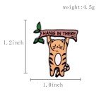 Ficsowy Cute Hang In There Cat Enamel Pin, Motivational Encouragement Badges Animal Brooch for Women, Kids, Boys, Girls (Orange)