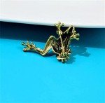Rhinestone Frog Brooch Vivid Animal Pin Full Glasses Design Alloy Material Green Color Women And Men Jewelry