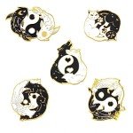 Punk Animal Enamel Pins Set - Creative Gothic Yin and Yang Dragon Cat Wolf Fish Brooches Badges Brooches for Backpack Hat Bag, Gifts for Friends Family (Yin Yang Couple Animal)