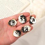 Punk Animal Enamel Pins Set - Creative Gothic Yin and Yang Dragon Cat Wolf Fish Brooches Badges Brooches for Backpack Hat Bag, Gifts for Friends Family (Yin Yang Couple Animal)