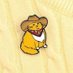 SaiDian 3Pcs Cowboy Enamel Pin Cat Brooch Fashion Funny Animal Pins Backpack Badge Gift Presents