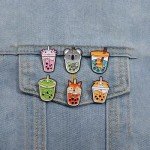 6 Pcs Cute Animal Pearl Milk Tea Pins Set,Crab Fox Sloth Corgi Frog Capybara Brooch Badges for Clothing Bags Jackets,DIY Crafts Brooches Accessories for Women Girls