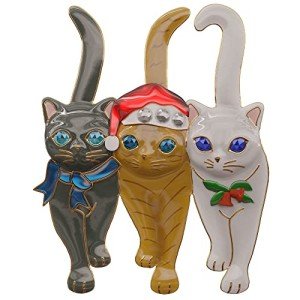 Lova Jewelry Christmas Holiday Triple Cat Charm Brooch Pin Cute Animal Enamel Pin