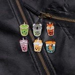 6 Pcs Cute Animal Pearl Milk Tea Pins Set,Crab Fox Sloth Corgi Frog Capybara Brooch Badges for Clothing Bags Jackets,DIY Crafts Brooches Accessories for Women Girls