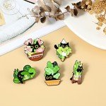 Mabor 5Pcs Funny Animal Enamel Brooch Pins Badges, Cat Enamel Pins Set Cartoon Lapel Badges for Women Girl Cute Black Cat Pins for Bags Clothing