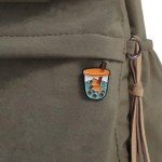 6 Pcs Cute Animal Pearl Milk Tea Pins Set,Crab Fox Sloth Corgi Frog Capybara Brooch Badges for Clothing Bags Jackets,DIY Crafts Brooches Accessories for Women Girls