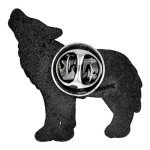 PinMart's Gray Howling Wolf Wild Animal Enamel Lapel Pin