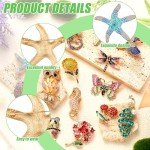 Sasylvia 16 Pcs Women Brooch Set Rhinestone Crystal Vintage Spring Animal Insect Plant Pins Brooches Bulk for Women (Nature)