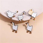 lvzongpin 5PCS Cartoon White Goose Enamel Pins Set Cute Animals Duck Brooches Badges Backpack Hat Shirt Lapel Pins Jewelry Gifts for Friends