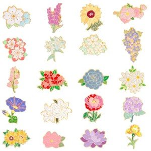 Cute Mushroom Frog Enamel Tiger Animal Pin Brooches Sets,Cartoon Lapel Badge Funny Button Cat Pins Jewelry for Backpack Cloths Hats Decorations (flower 1)