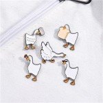 lvzongpin 5PCS Cartoon White Goose Enamel Pins Set Cute Animals Duck Brooches Badges Backpack Hat Shirt Lapel Pins Jewelry Gifts for Friends