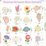 Cute Mushroom Frog Enamel Tiger Animal Pin Brooches Sets,Cartoon Lapel Badge Funny Button Cat Pins Jewelry for Backpack Cloths Hats Decorations (flower 1)