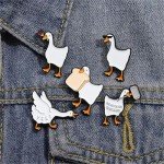 lvzongpin 5PCS Cartoon White Goose Enamel Pins Set Cute Animals Duck Brooches Badges Backpack Hat Shirt Lapel Pins Jewelry Gifts for Friends