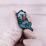Otters Animals Enamel Pin Brooch Cute Hard Enamel Lapel Pin Cartoon Sea Animal Brooch Pins Badge for Children's Day Gift Clothes Backpacks Badges Hats Bags Gift