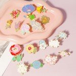 Cute Mushroom Frog Enamel Tiger Animal Pin Brooches Sets,Cartoon Lapel Badge Funny Button Cat Pins Jewelry for Backpack Cloths Hats Decorations (flower 1)