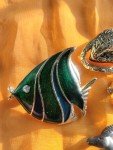 Vintage Estate Lot Of 4 Animal Pins Brooches Fish Leopard Koala Ibex