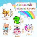 52pcs Cute Pins for Backpacks Kawaii Acrylic Aesthetic Brooch Bear Unicorn Cartoon Backpack Accessories Funny Decorative Pins for Women Teen Girl Clothing Crafts