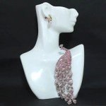 Super Luxury Shiny Rhinestone Pink Peacock Brooch Pin Animal Theme Women Gift