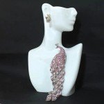 Super Luxury Shiny Rhinestone Pink Peacock Brooch Pin Animal Theme Women Gift