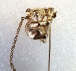 Vintage Signed Avon Stick Pin Brooch Gold Tone Koala Bear Mama Baby Animal