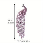 Super Luxury Shiny Rhinestone Pink Peacock Brooch Pin Animal Theme Women Gift