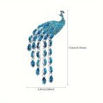 Super Luxury Shiny Rhinestone Blue Peacock Brooch Pin Animal Theme Women Gift