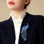 Super Luxury Shiny Rhinestone Blue Peacock Brooch Pin Animal Theme Women Gift
