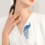 Super Luxury Shiny Rhinestone Blue Peacock Brooch Pin Animal Theme Women Gift