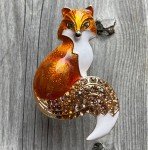Fox Brooch Orange Fox Brooch Pin Rhinestone Fox Animal Brooch Pendant