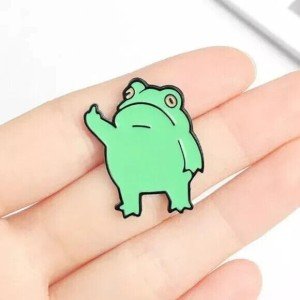 Middle Finger Frog Brooch Funny Cartoon Animal Badge Enamel Collar Lapel Pins