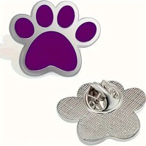Purple Animal Paw Print School Mascot Enamel Lapel Pin