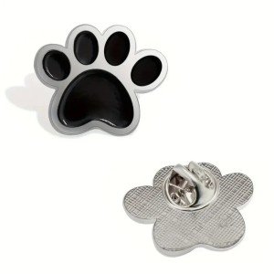 Black Animal Paw Print School Mascot Enamel Lapel Pin