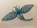 Dragonfly Crystal Rhinestone Brooch Pin Insect Bug Glass Vintage Aqua Blue Green