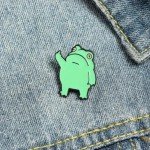 Middle Finger Frog Brooch Funny Cartoon Animal Badge Enamel Collar Lapel Pins