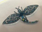 Dragonfly Crystal Rhinestone Brooch Pin Insect Bug Glass Vintage Aqua Blue Green
