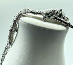 Brooch/Pin Silver Flexible Tiger Crystal & Black Enamel Stripes. 7"