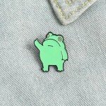Middle Finger Frog Brooch Funny Cartoon Animal Badge Enamel Collar Lapel Pins