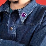 Purple Animal Paw Print School Mascot Enamel Lapel Pin