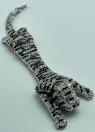 Brooch/Pin Silver Flexible Tiger Crystal & Black Enamel Stripes. 7"