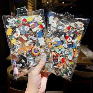 Lot of Cute Assorted Pins Free Lanyard Music Enamel Brooch Cat Dog Cartoon