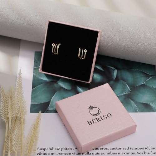 BERISO 14K Gold Plated Dainty Sparkle Dot Chain Necklace Shining Dot Sequins Necklace Simple Necklace with Adjustable Extension Chain Good Gift for Women