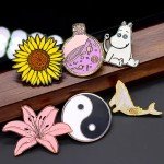 Lot of Cute Assorted Pins Free Lanyard Music Enamel Brooch Cat Dog Cartoon