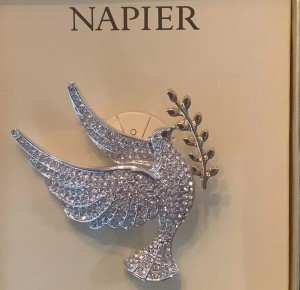 New NAPIER Peace Dove Brooch Pin Silver & Gold tone NIB Ret. $26