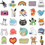 Lot of Cute Assorted Pins Free Lanyard Music Enamel Brooch Cat Dog Cartoon
