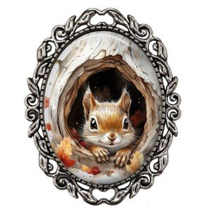 Peeking Baby Squirrel Brooch Decorative Pin Wildlife Squirrel Lover Gift
