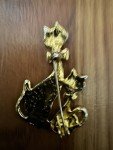 Vintage 2 Cats w/ Bowties   Gold & Black Cat Brooch/Pin